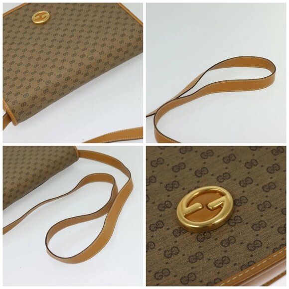 GUCCI Micro GG Supreme Shoulder Bag PVC Beige Gold Auth th6085 - Picture 16 of 16
